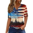 thumbnail image 1 of womens t shirts Women's Casual Independence Day Printed Short Sleeve V-Neck Top graphic tees for women, 1 of 5