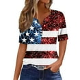 thumbnail image 1 of womens t shirts Women's Casual Independence Day Printed Short Sleeve V-Neck Top graphic tees for women, 1 of 5