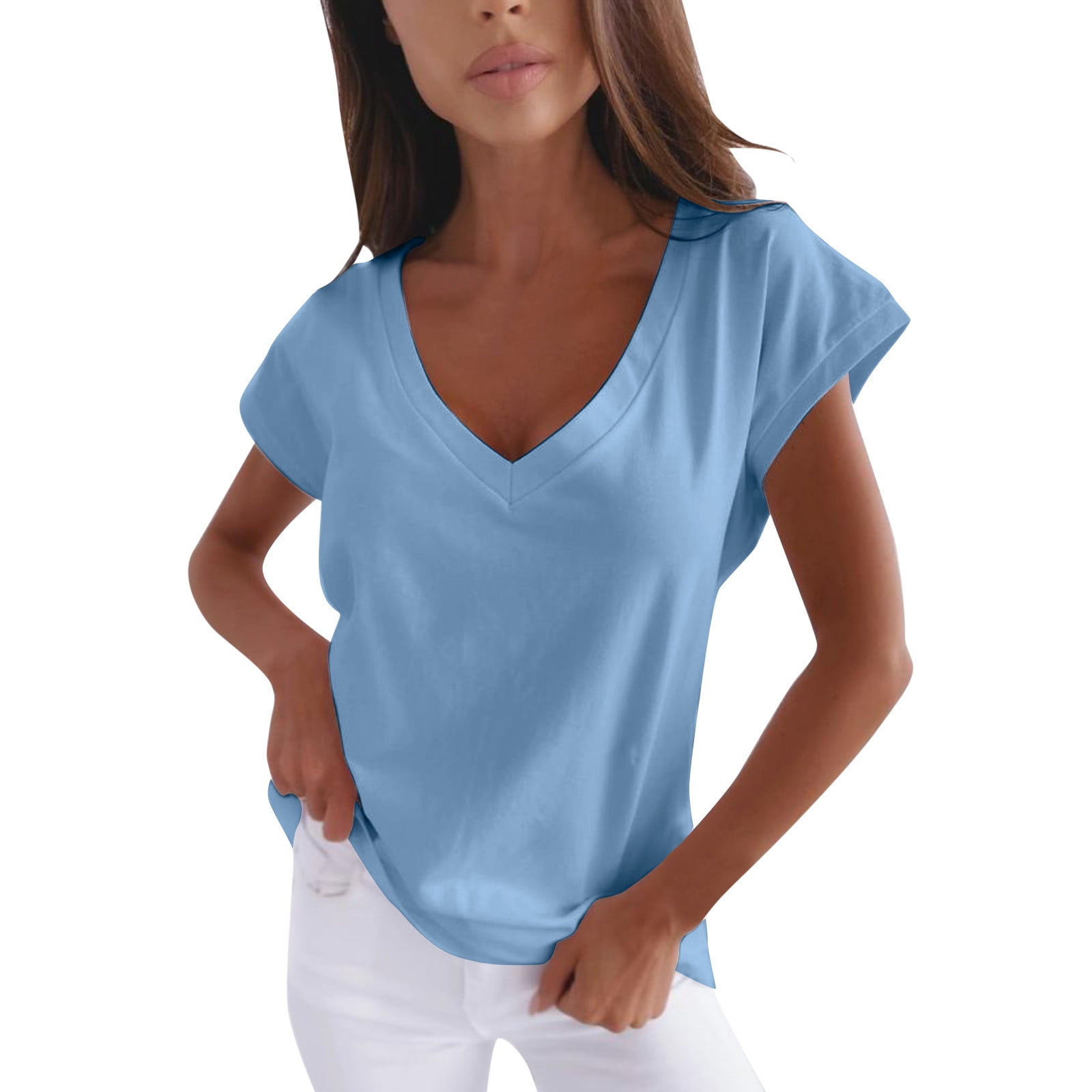 loose fitting v neck tops