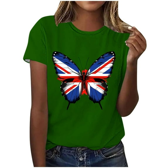 womens tops Fashionable Women's Casual Pullover Printed Short Sleeved Round Neck Top spring outfits for women 2025