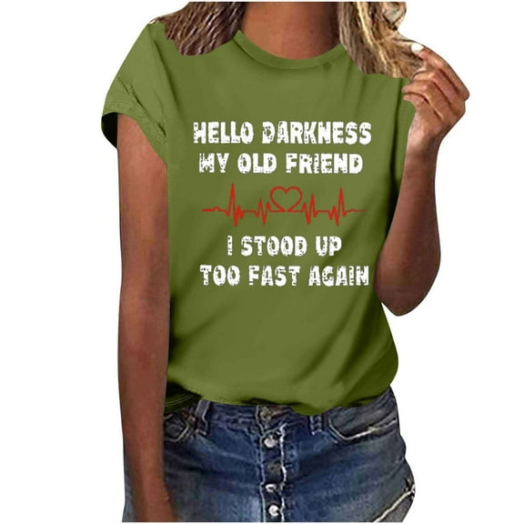 womens tops Shirts short sleeve shirts for women She Gets Me Funny Sayings Letter Print graphic tees for women