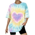 thumbnail image 1 of womens tops Tie Dye T Shirts for Women Rainbow Shirts Funny Short Sleeve spring Tops graphic tees for women, 1 of 4