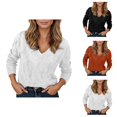 thumbnail image 1 of womens tops Women's Pullover Sweater Casual Ribbed Neck Long Sleeve Knitted Pullover Sweater Soft Comfortable for Everyday Wear, 1 of 1