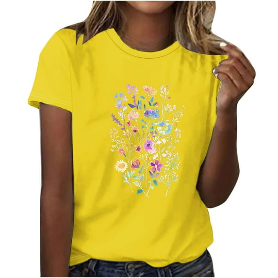 womens tops Women's Short Sleeve V Neck Sunflower Graphic Printed Summer Tee Vintage T Shirt Cotton Tops Novelty Cool Shirt summer tops for women