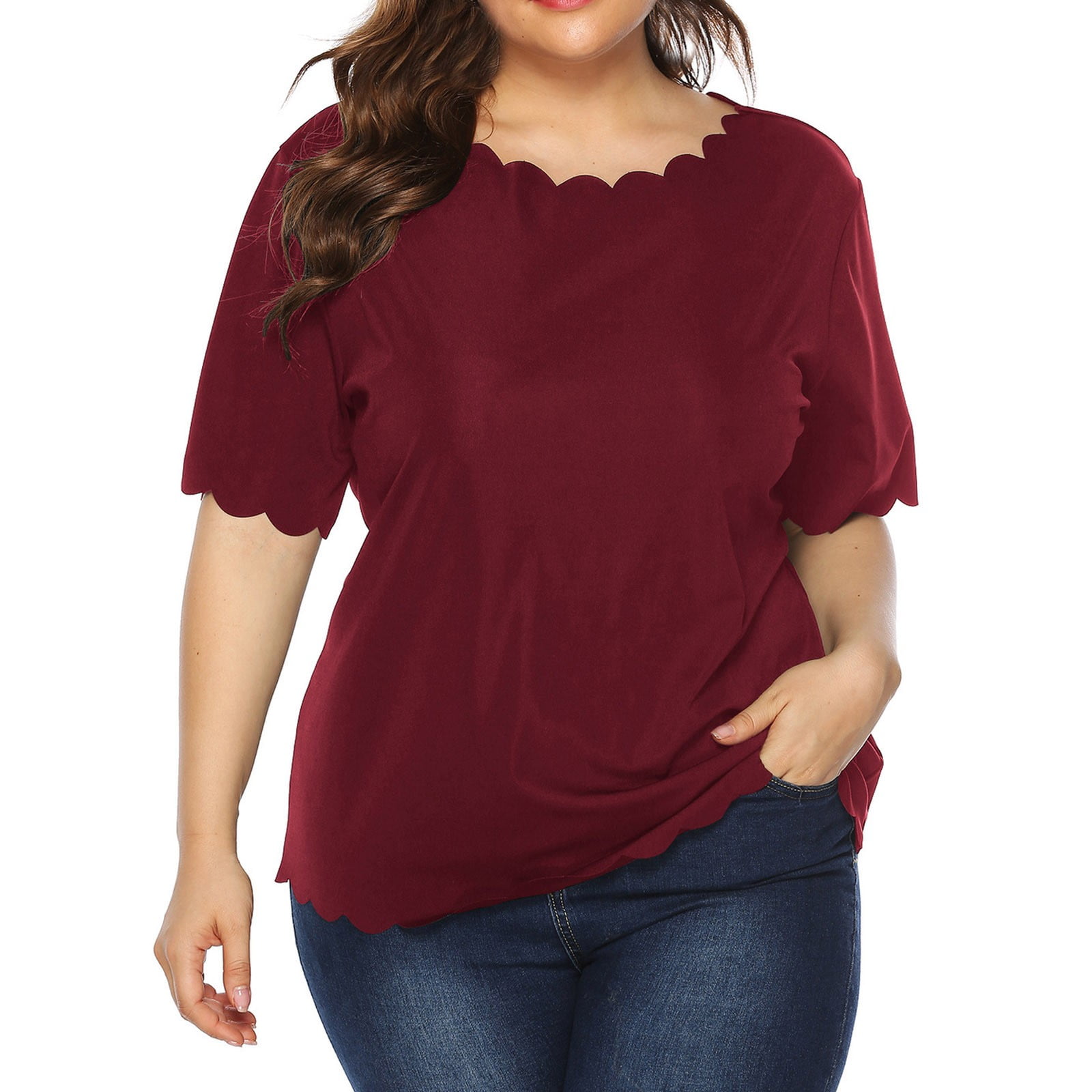 Just My Size Women's Plus Size Slub Crochet Bib Tunic