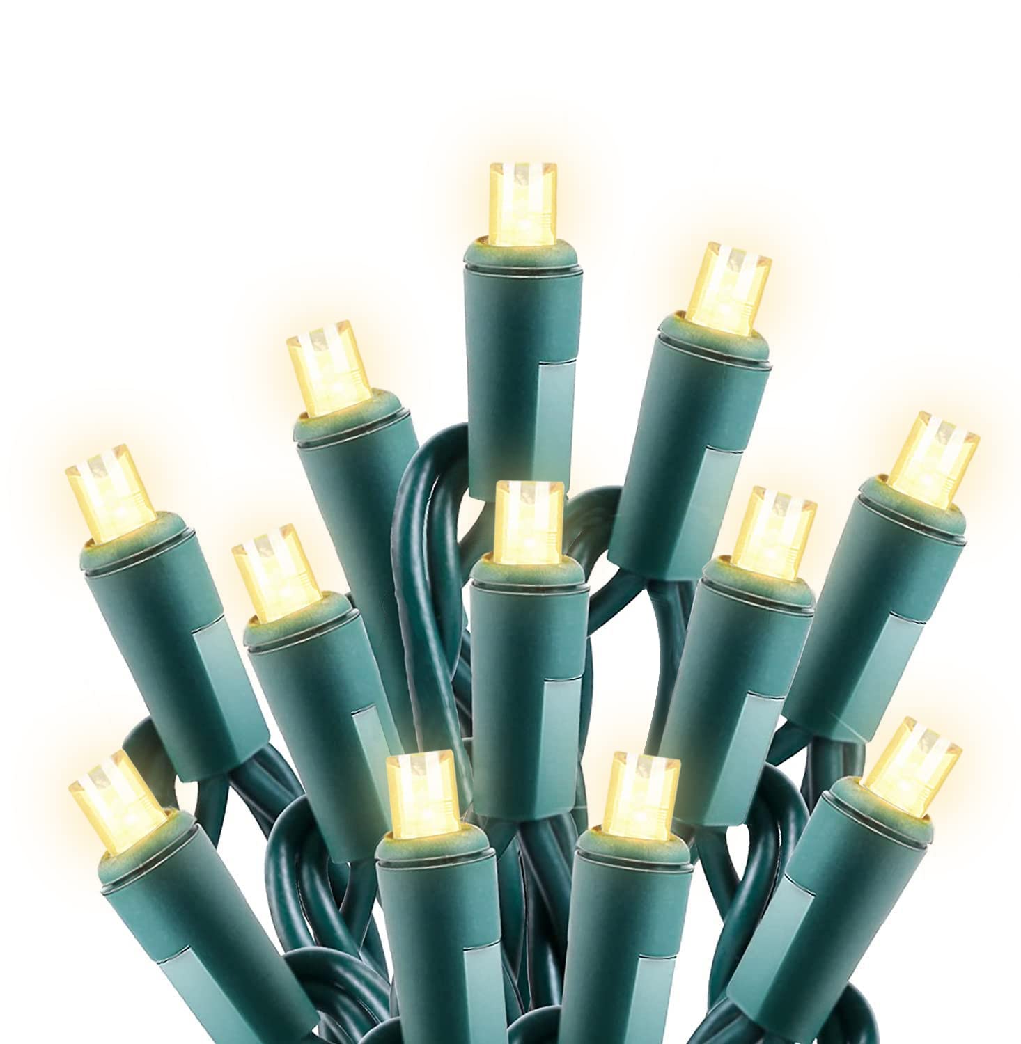 wominoy 50ft 100 Counts AIF4 Warm White Christmas Lights - White ...