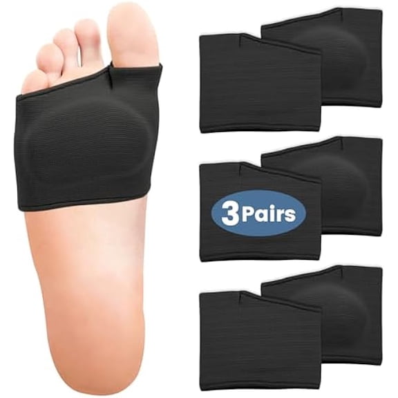 wonima01 3 Pairs Black Metatarsal Foot Pads for Women and Men, Foot Pads for Balls of Feet Cushions Pain Relief, Morton's Neuroma Relief, Metatarsal Support
