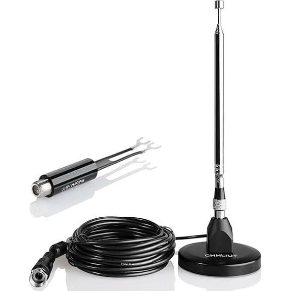 wonima01 FM Antenna for Stereo Receiver Magnetic Base, 16ft Coaxial Cable, Retractable, Perfect FM Reception for Home Theater System