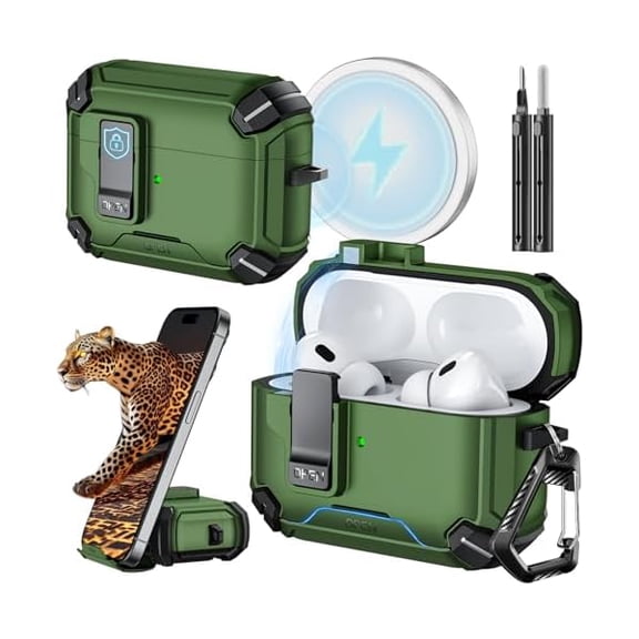 wonima06 Compatible with AirPods Pro 2nd/1st Generation Case Cover with Phone Stand & Cleaning Kit,Compatible with Magsafe,Magnetic Automatic Lock for iPod Pro Charging Case(USB-C/Lightning Cable)