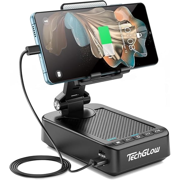 wonima06 Foldable Cellphone Stand with Bluetooth Speaker Power Bank 360 Rotatable Phone Stand Birthday Gifts for Men Women Mother Father Cool Tech Gadgets