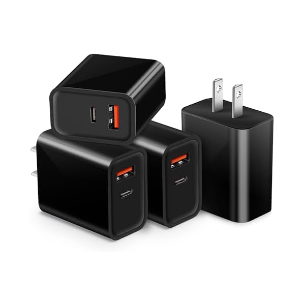 wonima66 Dual USB Wall Charger, 4 Pack 20W 2-Ports Adaptive Fast ...