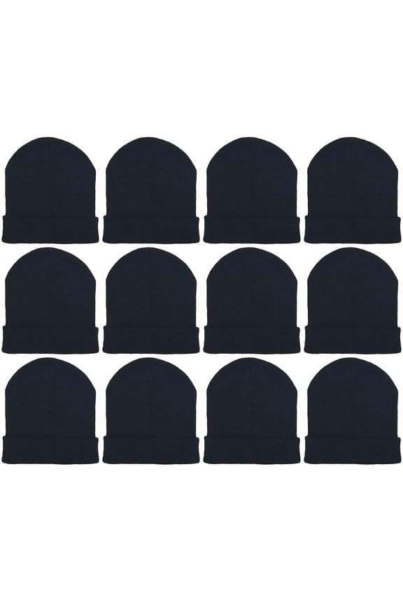 12 Pack Winter Beanie Hats for Men Women, Warm Cozy Knitted Cuffed Skull Cap, Wholesale