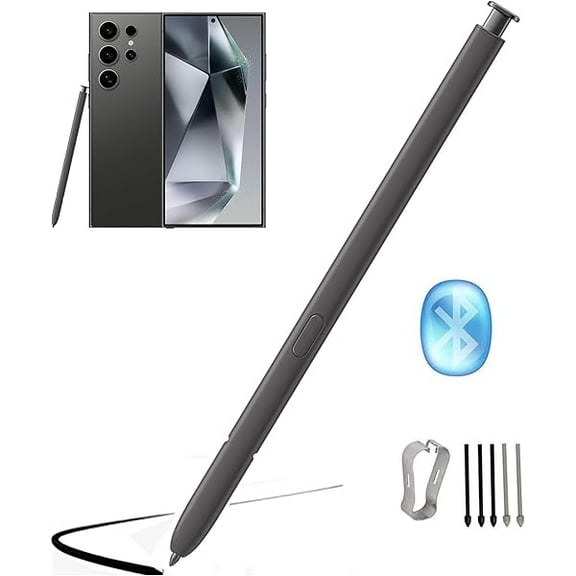wonima88 Galaxy S24 Ultra S Pen [WithBluetooth] Replacement for Samsung Galaxy S24 Ultra 5G All Verisons Stylus Pen 4096 Pressure Sensor, Air Command Touch-Free Control+ 5*Tips (Dark Gray)