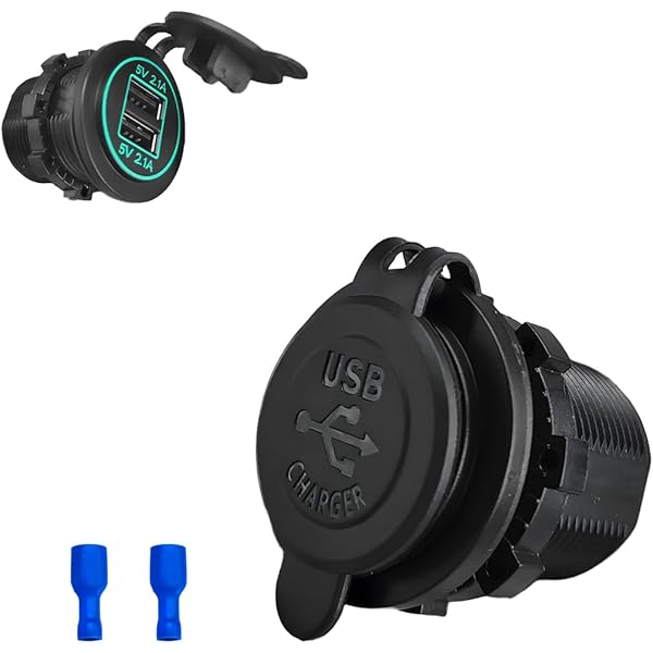 wonima99 4.2A Dual USB Charger Socket, Waterproof Power Outlet 12V/24V ...