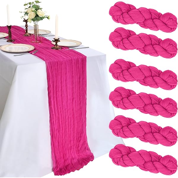wonima99 6 Pack 10FT Hot Pink Cheesecloth Table Runner 120 Inch Long ...