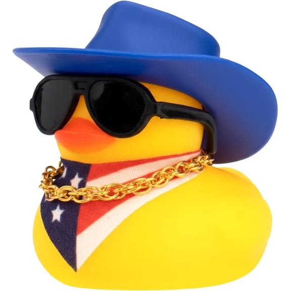 wonuu Car Dashboard United States Rubber Ducks Decorations, Red White and Blue Stars Stripes American Flag Rubber Ducky Ornament Duck with Hat, Glasses, Necklace, Scarf, Style_1 Black