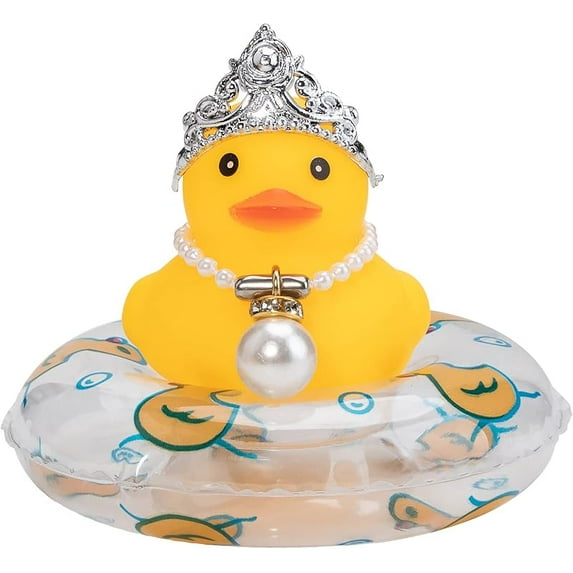 wonuu Car Duck Rubber Duck Car Ornaments Duck Car Dashboard Decorations with Mini Crown and Necklace, C-Male Crown
