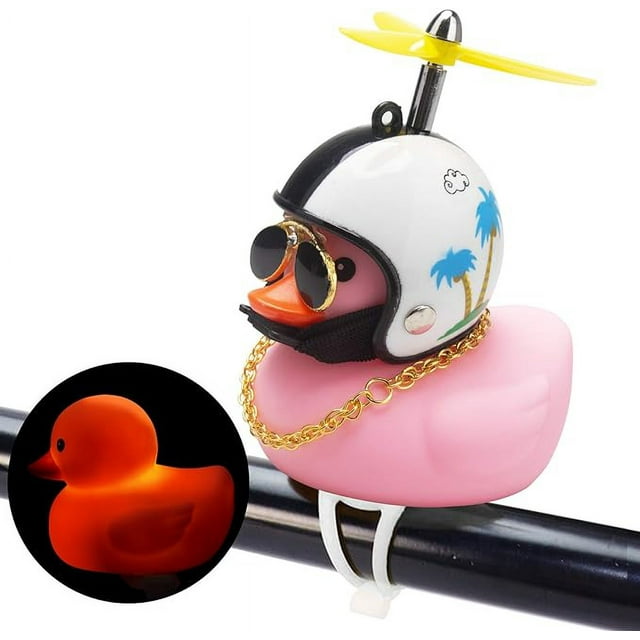 wonuu Rubber Duck Car Ornaments Pink Duck Bike Bell Cute Duck Car Dashboard Decorations Squeeze