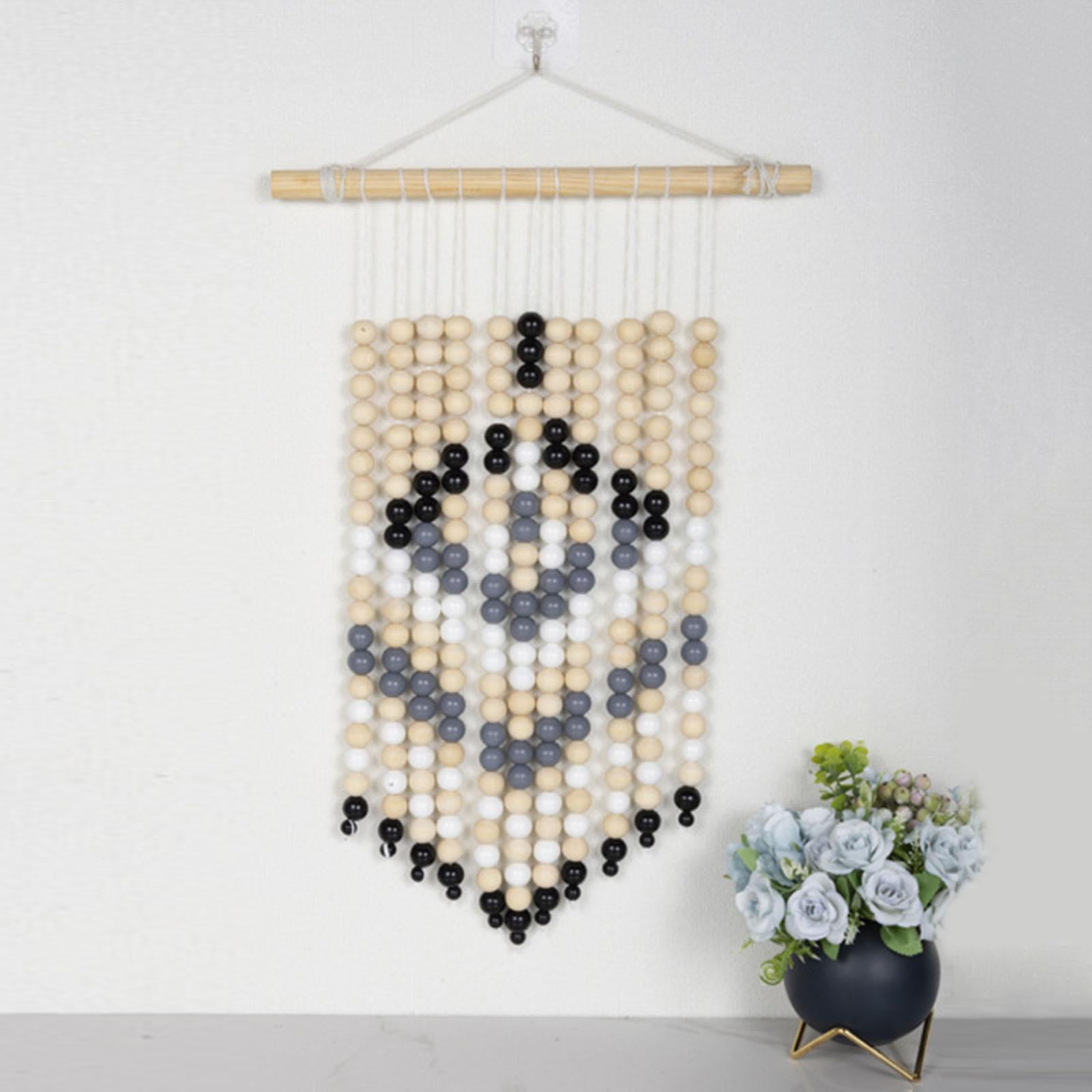 wood Beads Tapestry Beaded Tassel Wall Hanging Pendant Craft