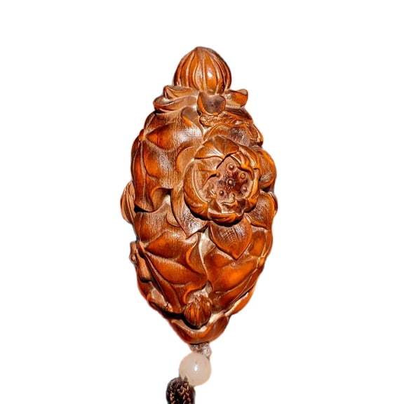 wood carving wooden Lotu frog wooden carved statue Portable mini Boxwood gift