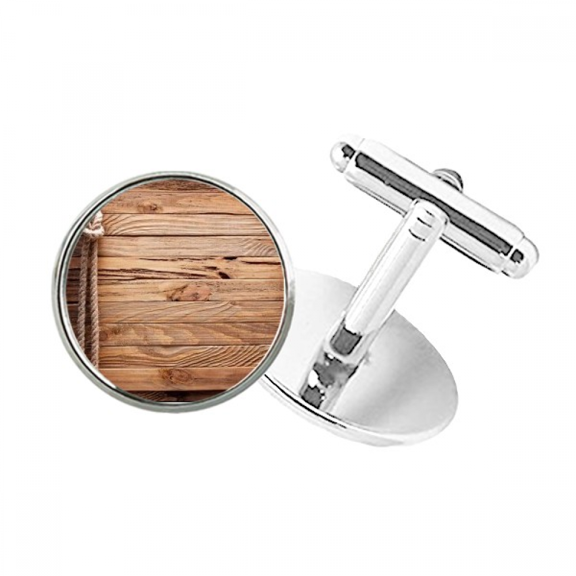 wood irregular stripes pattern round button cuff clip stud cufflinks