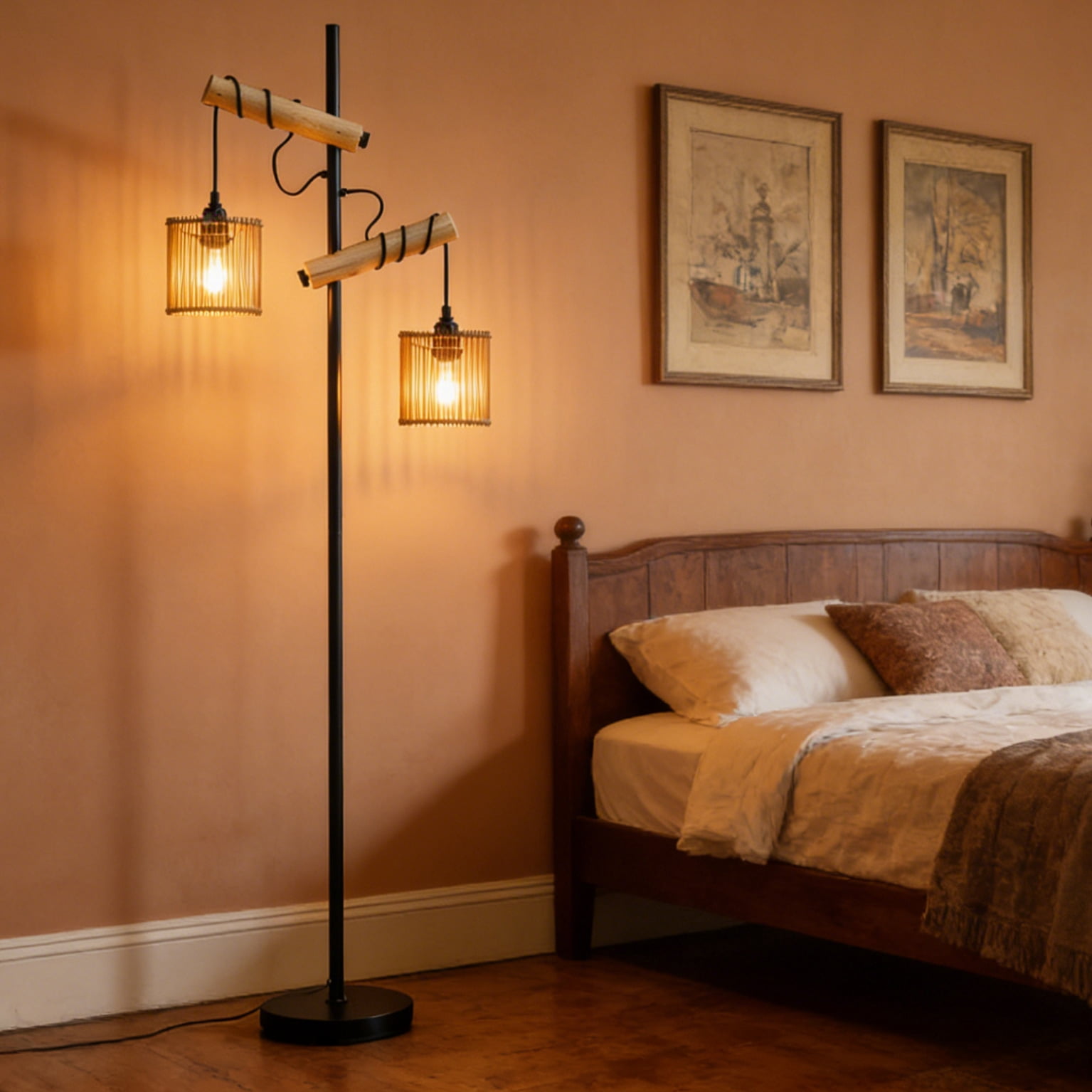 wooden Standing Lamps For Living Room, Corner Light, Stand Lamp, Floor Lamps For Living Room