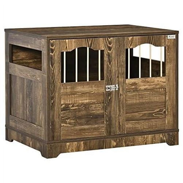 wooden dog crate, end table furniture with lockable door, small
