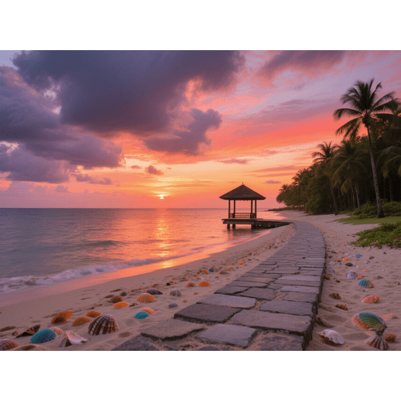 wooden puzzle Beach Sunset Walkway Intelligent Game Fit togather a magic Art for home Decoration or Prensent 500 pieces