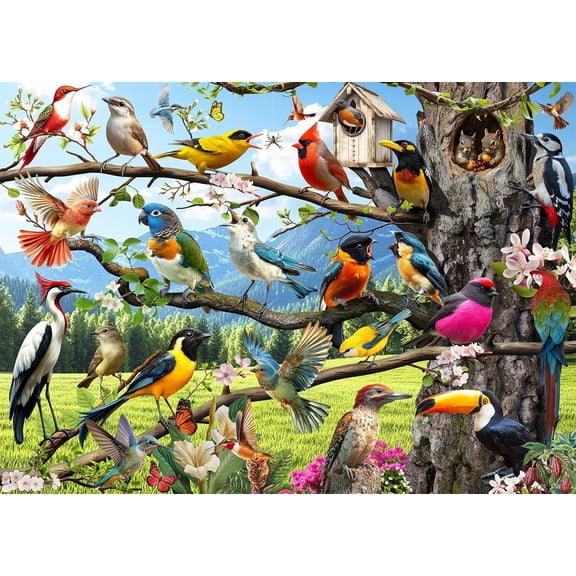 wooden puzzle Birds in Tree Tapestry Intelligent Game Fit togather a magic Art for home Decoration or Prensent 500 pieces