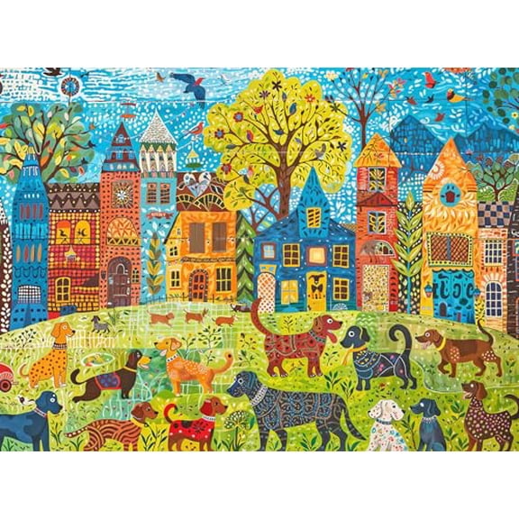 wooden puzzle Colorful Storybook Town Intelligent Game Fit togather a magic Art for home Decoration or Prensent 500 pieces