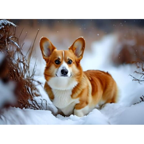 wooden puzzle Corgi Dog in a Snowy Landscape Intelligent Game Fit togather a magic Art for home Decoration or Prensent 300 pieces