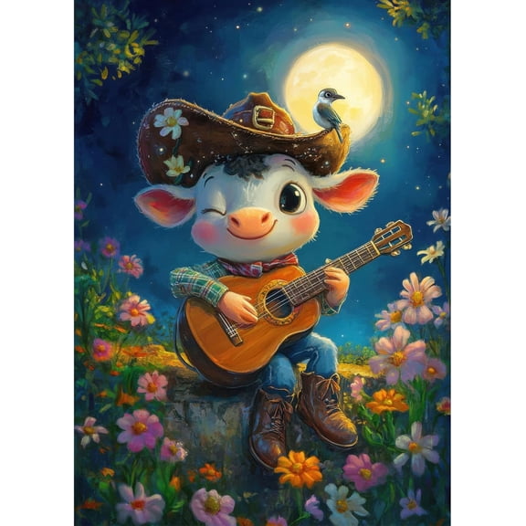 wooden puzzle Cow Bard under Moonlight Intelligent Game Fit togather a magic Art for home Decoration or Prensent 500 pieces