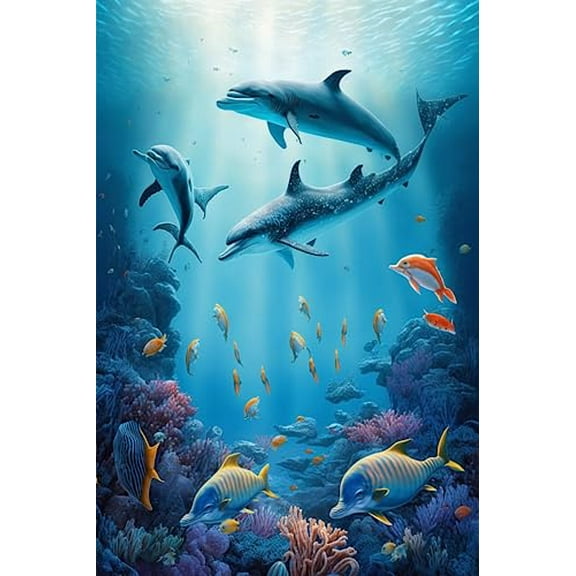wooden puzzle Dolphins Swimming Underwater Intelligent Game Fit togather a magic Art for home Decoration or Prensent 1000 pieces