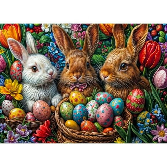 wooden puzzle Easter Bunnies with Eggs Intelligent Game Fit togather a magic Art for home Decoration or Prensent 300 pieces