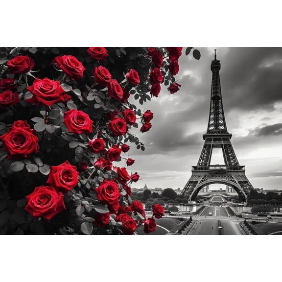 wooden puzzle Eiffel Tower with Roses Intelligent Game Fit togather a magic Art for home Decoration or Prensent 300 pieces