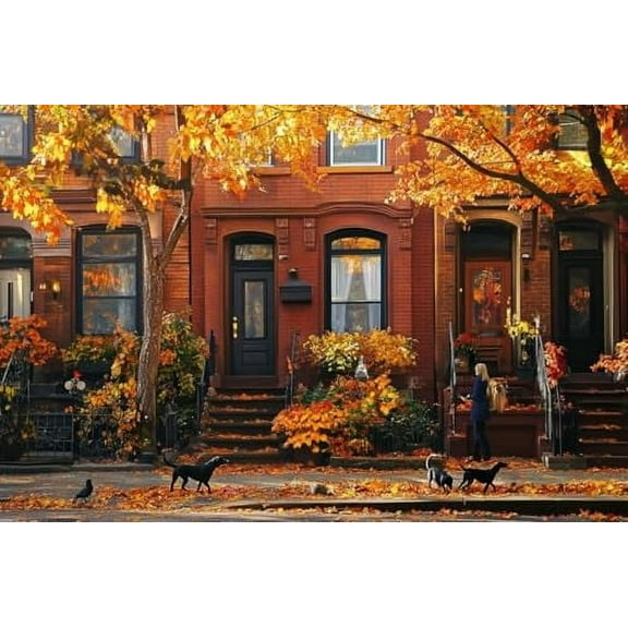 wooden puzzle Fall - themed House Exterior Intelligent Game Fit togather a magic Art for home Decoration or Prensent 300 pieces