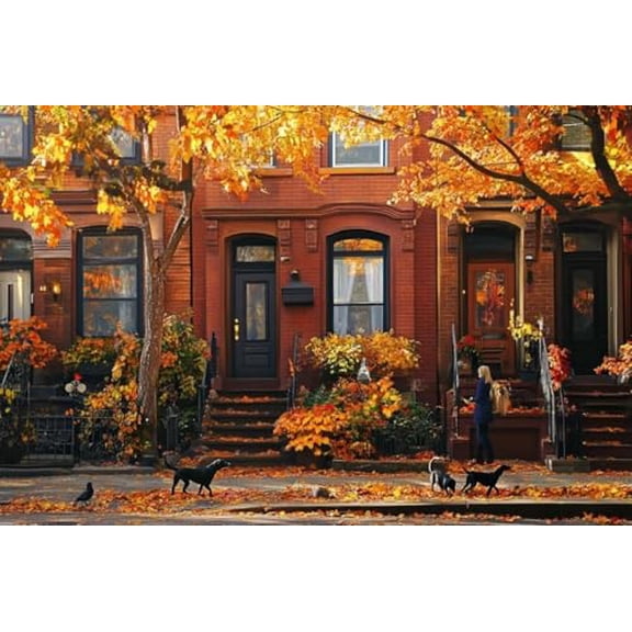 wooden puzzle Fall - themed House Exterior Intelligent Game Fit togather a magic Art for home Decoration or Prensent 500 pieces
