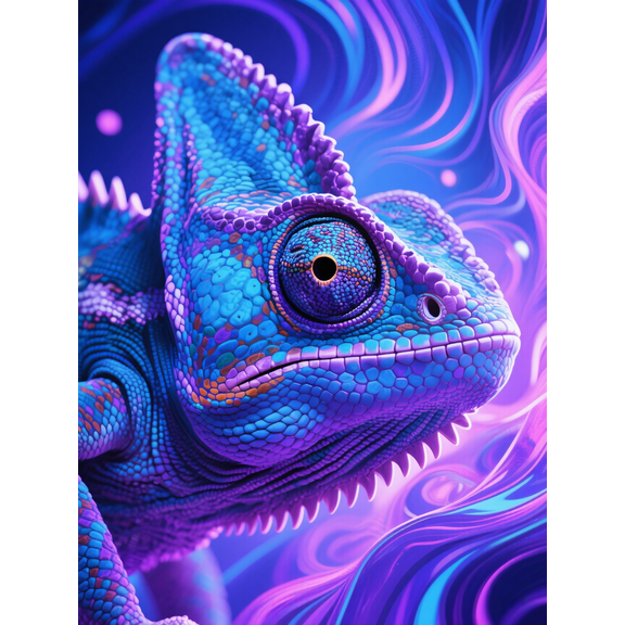 wooden puzzle Fantasy Chameleon in Blue - Purple - HuedIntelligent Game Fit togather a magic Art for home Decoration or Prensent 1000 pieces