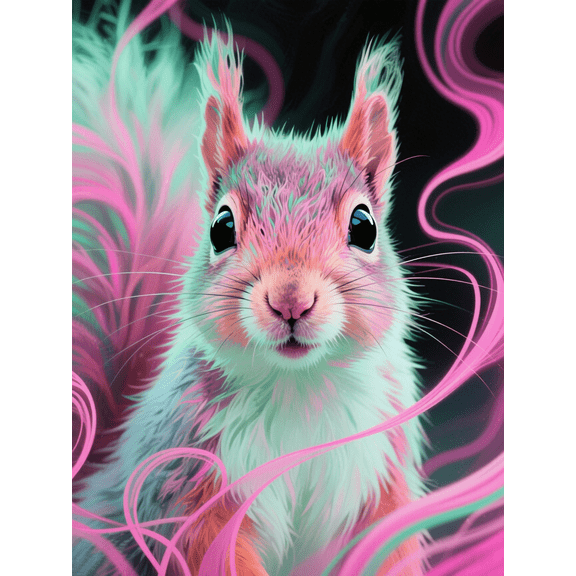 wooden puzzle Fantasy Squirrel in Pink - Green - Hued Intelligent Game Fit togather a magic Art for home Decoration or Prensent 1000 pieces