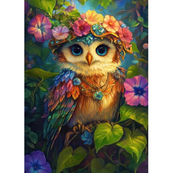 wooden puzzle Flower - Crowned Owl Intelligent Game Fit togather a magic Art for home Decoration or Prensent 300 pieces