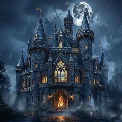 wooden puzzle Gothic Castle at Night Intelligent Game Fit togather a magic Art for home Decoration or Prensent 300 pieces