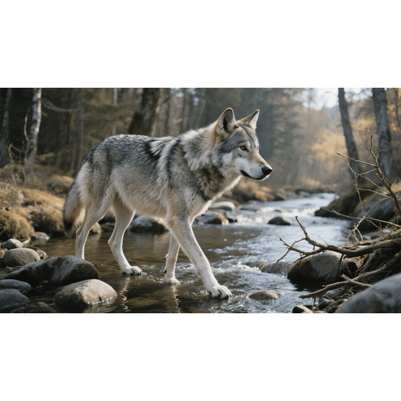 wooden puzzle A Gray Wolf by the Stream in Yellowstone National ParkIntelligent Game Fit togather a magic Art for home Decoration or Prensent 1000 pieces