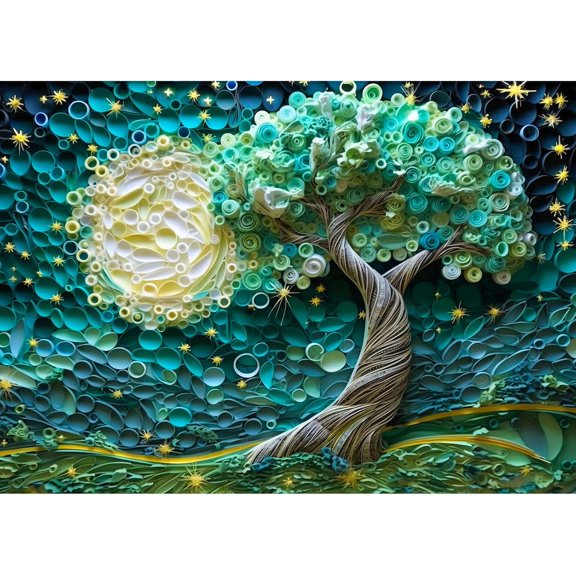 wooden puzzle Moonlit Tree by the Lake Intelligent Game Fit togather a magic Art for home Decoration or Prensent 500 pieces