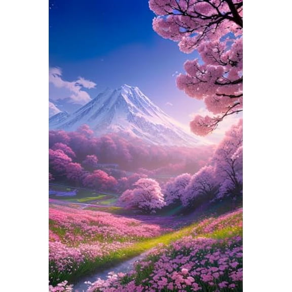 wooden puzzle Mount Fuji with Cherry Blossom Backdrop Intelligent Game Fit togather a magic Art for home Decoration or Prensent 500 pieces