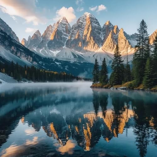 wooden puzzle Mountain Lake in a Winter Landscape Intelligent Game Fit togather a magic Art for home Decoration or Prensent 300 pieces