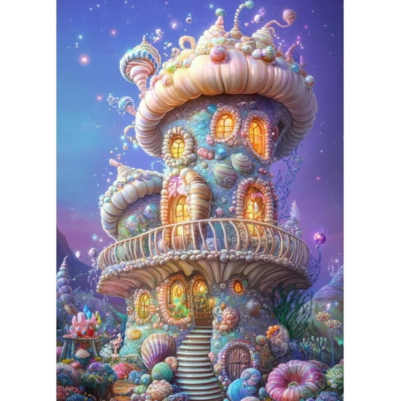 wooden puzzle Mushroom - Topped Castle Intelligent Game Fit togather a magic Art for home Decoration or Prensent 500 pieces
