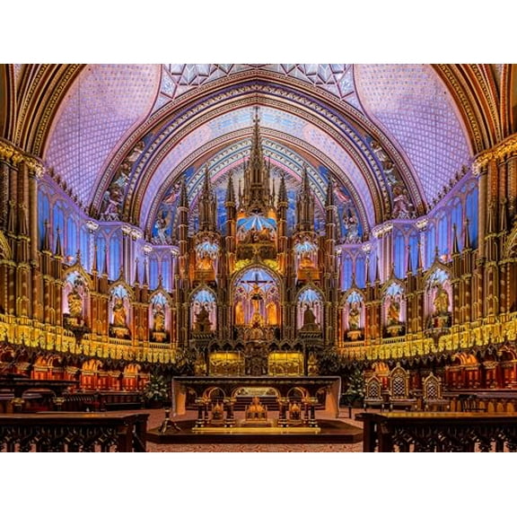 wooden puzzle Notre - Dame Basilica of Montreal a magnificent Gothic Revival style. Hard Challenging Exercise Intellegent wall decor suitable for Teenager or Adult 500 PCS
