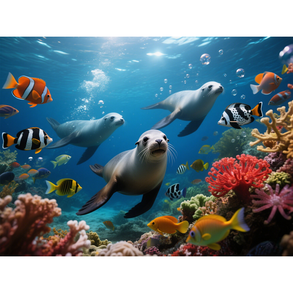 wooden puzzle Playful Seals in the Ocean Intelligent Game Fit togather a magic Art for home Decoration or Prensent 500 pieces