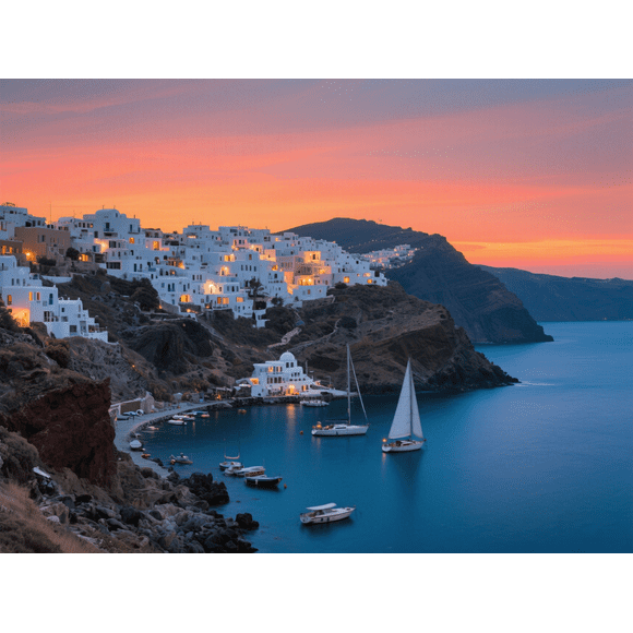 wooden puzzle Santorini Sunset View Intelligent Game Fit togather a magic Art for home Decoration or Prensent 1000 pieces