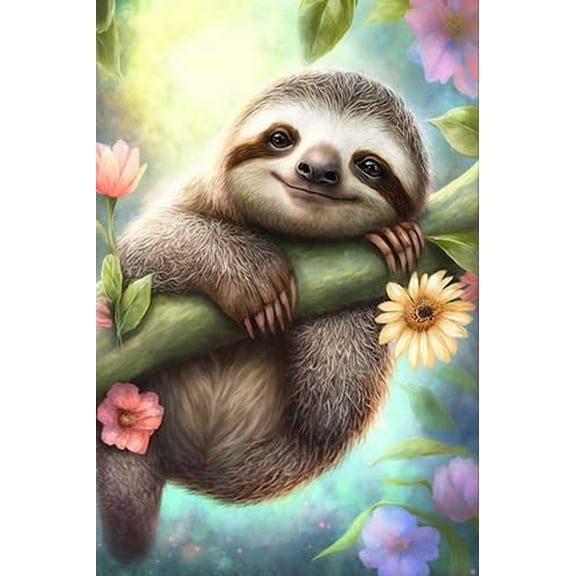 wooden puzzle Sloth Hugging a Tree Branch with Flowers Intelligent Game Fit togather a magic Art for home Decoration or Prensent 1000 pieces